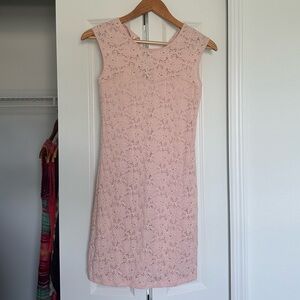 Poof! Pink Sleeveless Lace Mini Dress